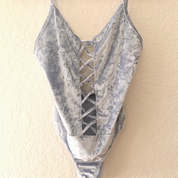 💋 Super Sexy Baby Blue Suede Body Suit (Charolette Russe) - Picture 2 of 15